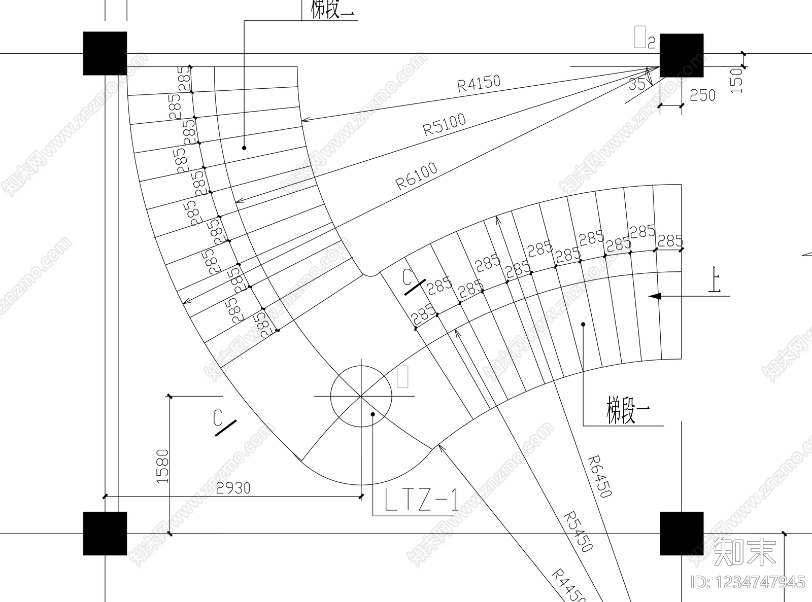 楼梯节点cad施工图下载【ID:1234747945】