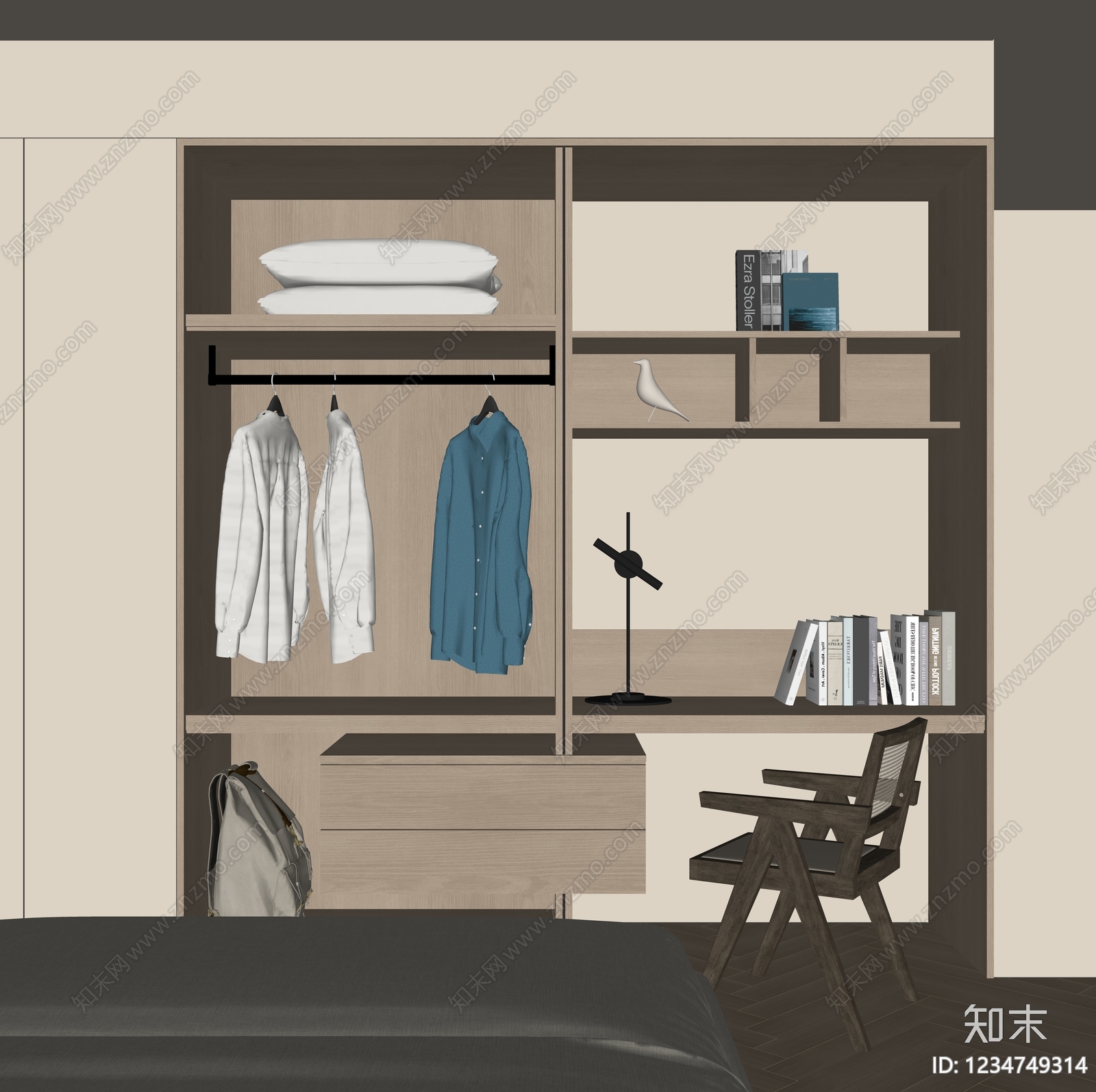 现代简约衣柜SU模型下载【ID:1234749314】