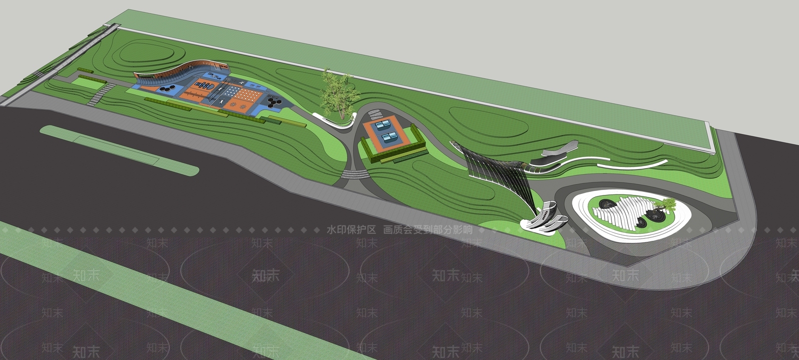 现代主义体育公园SU模型草图