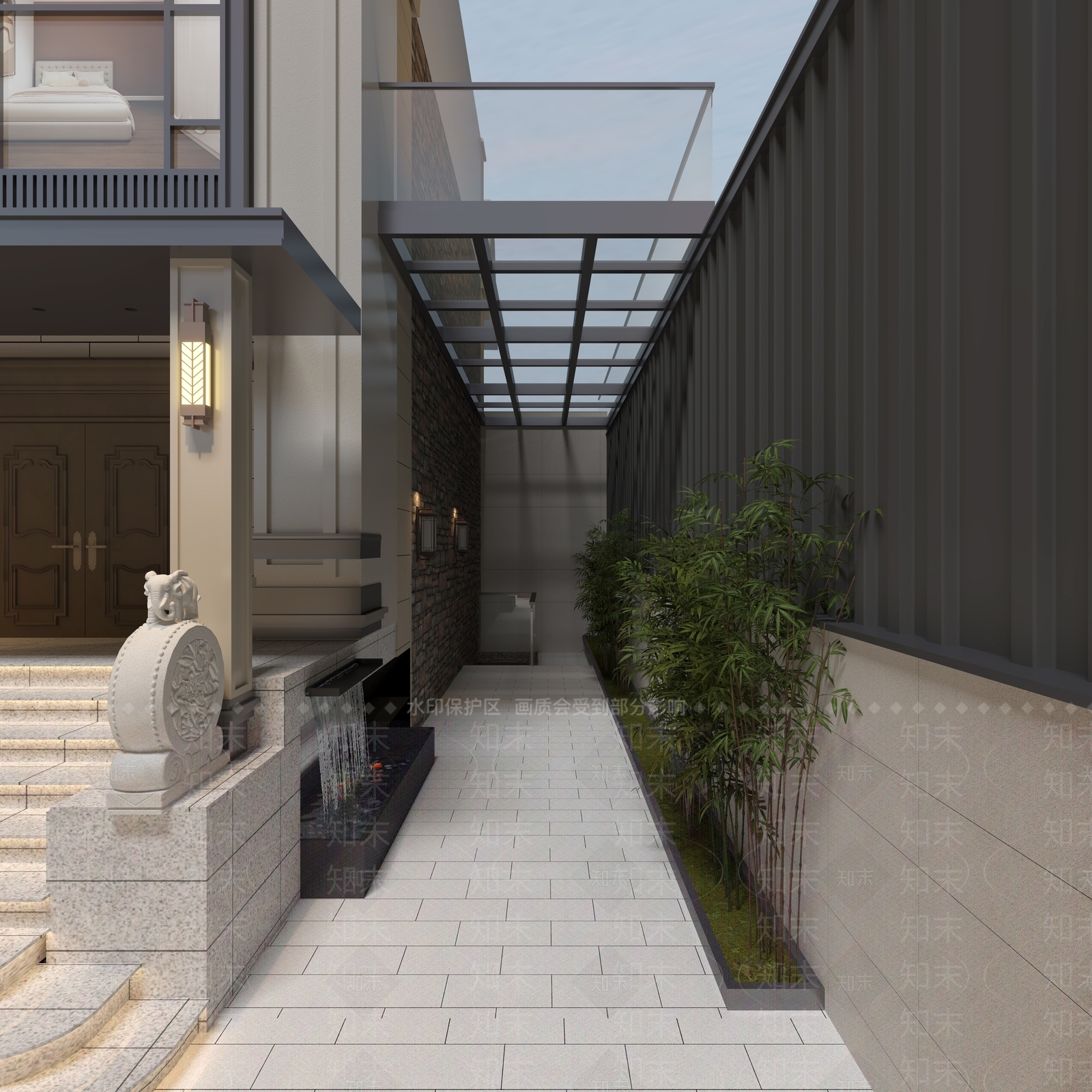 新中式景观庭院3D模型下载【ID:1234749748】