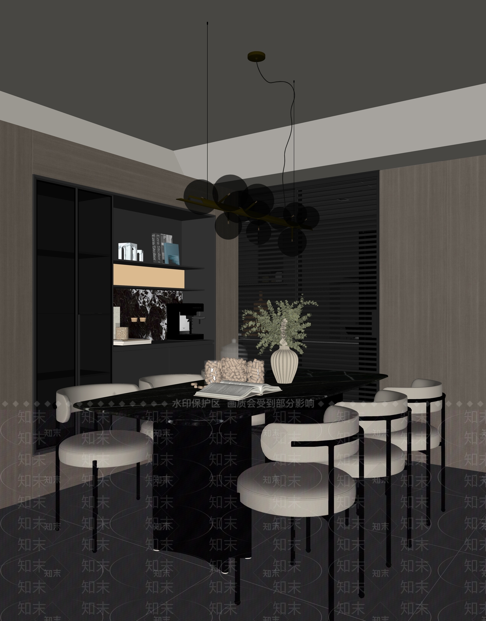 意式极简家居餐厅SU模型下载【ID:1234750188】