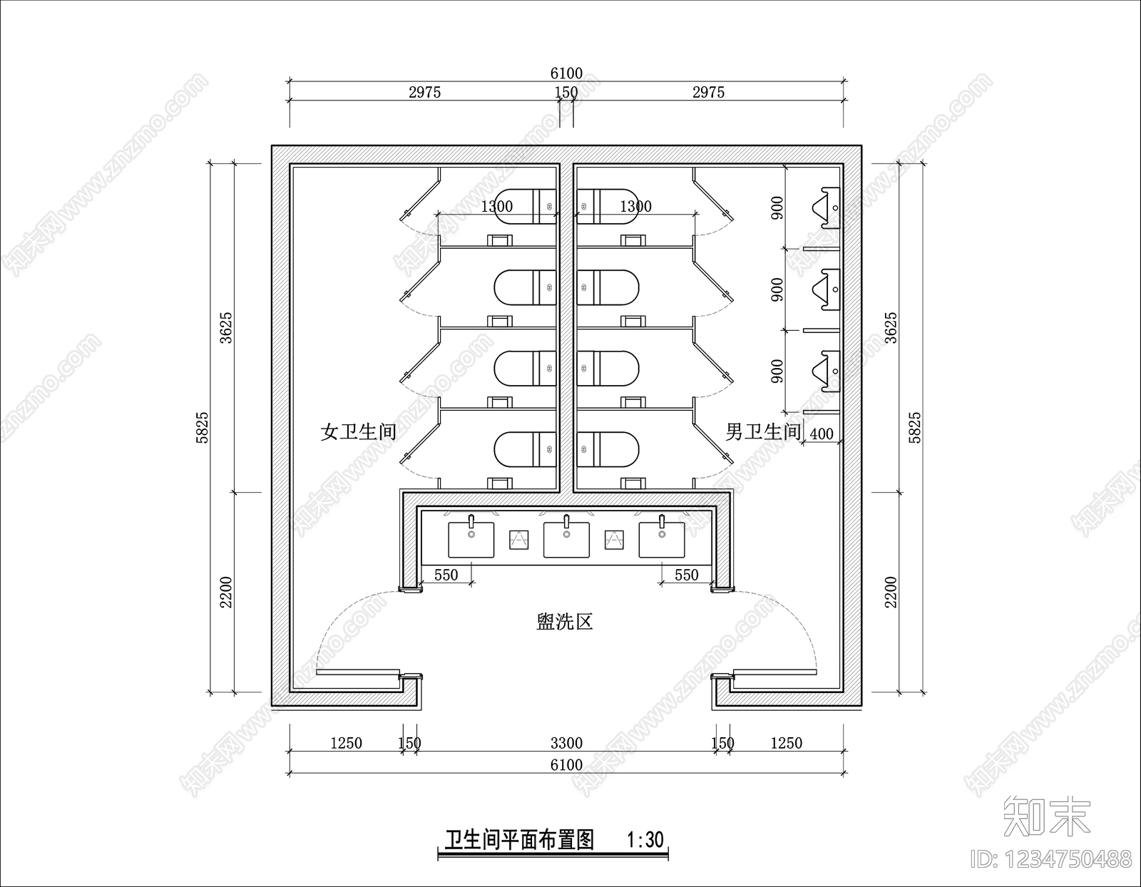 公共卫生间CAD图纸