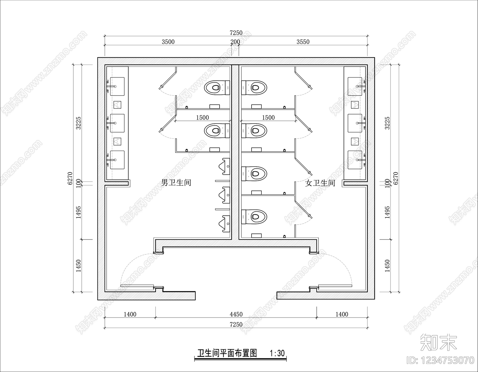 公共卫生间CAD图纸