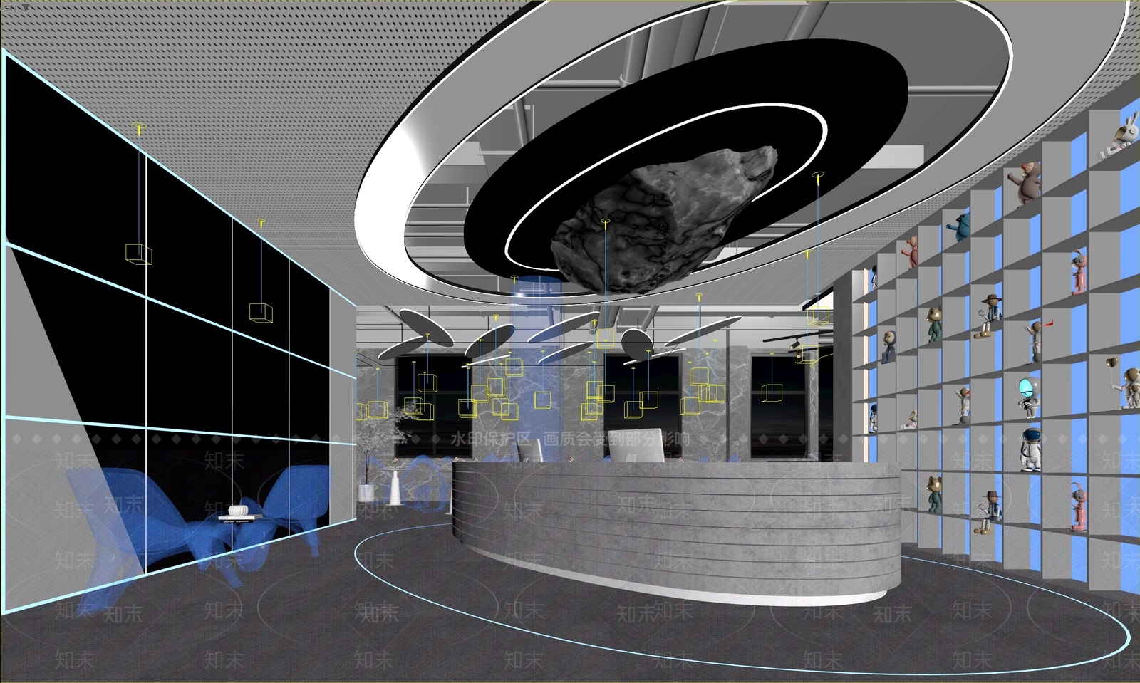 赛博朋克风办公大厅3D模型下载【ID:1234755932】