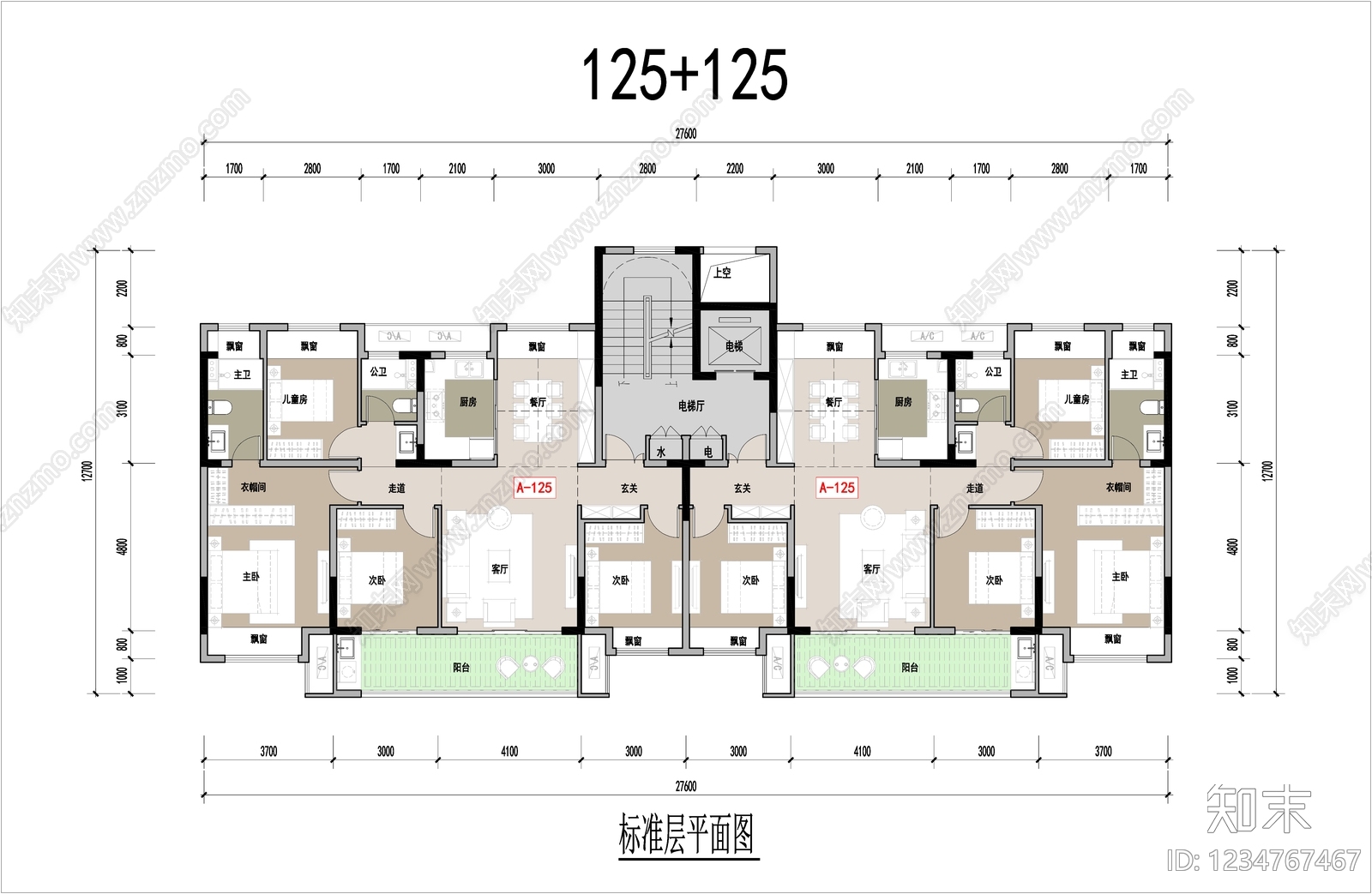 四居cad施工图下载【ID:1234767467】
