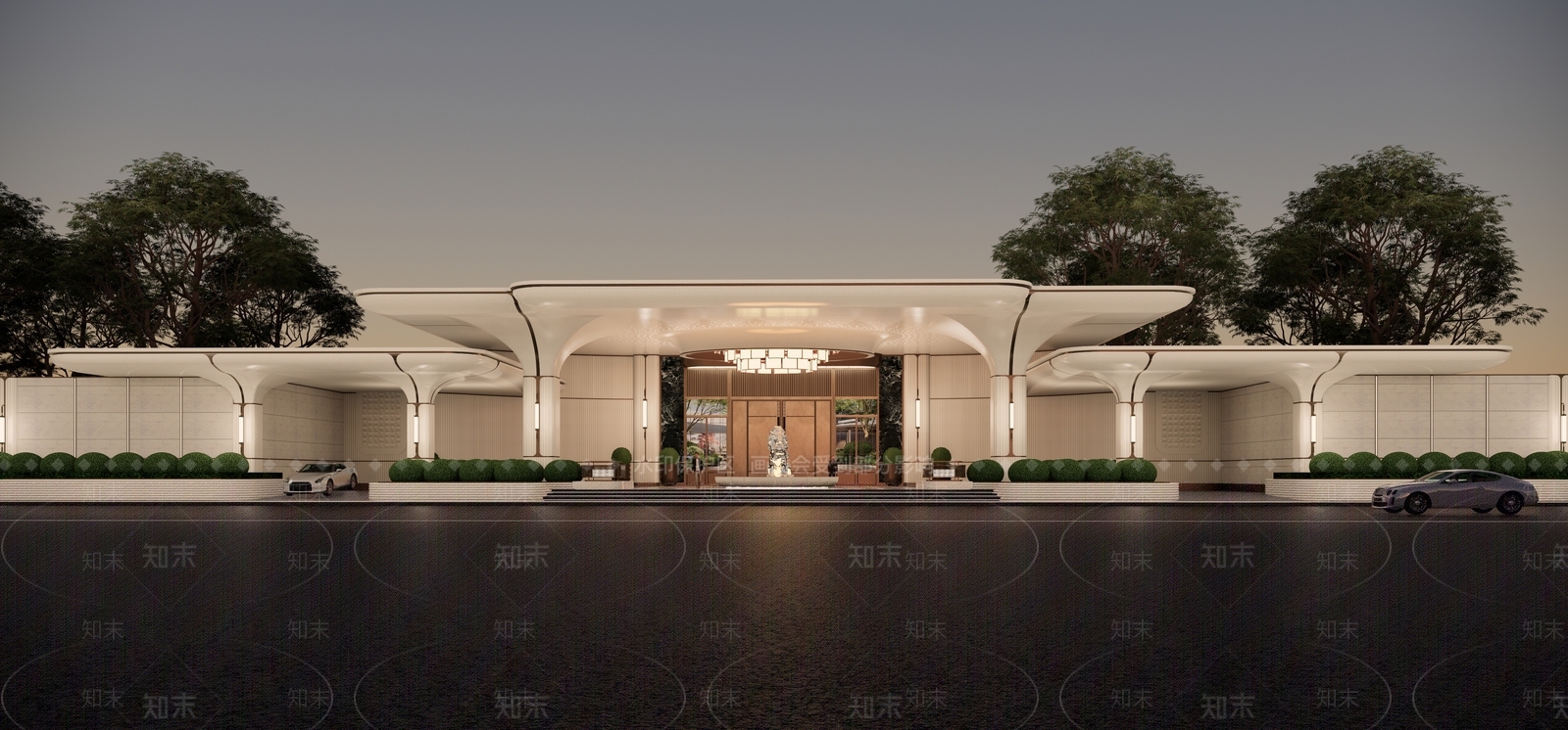 轻奢酒店入口SU模型下载【ID:1234772618】