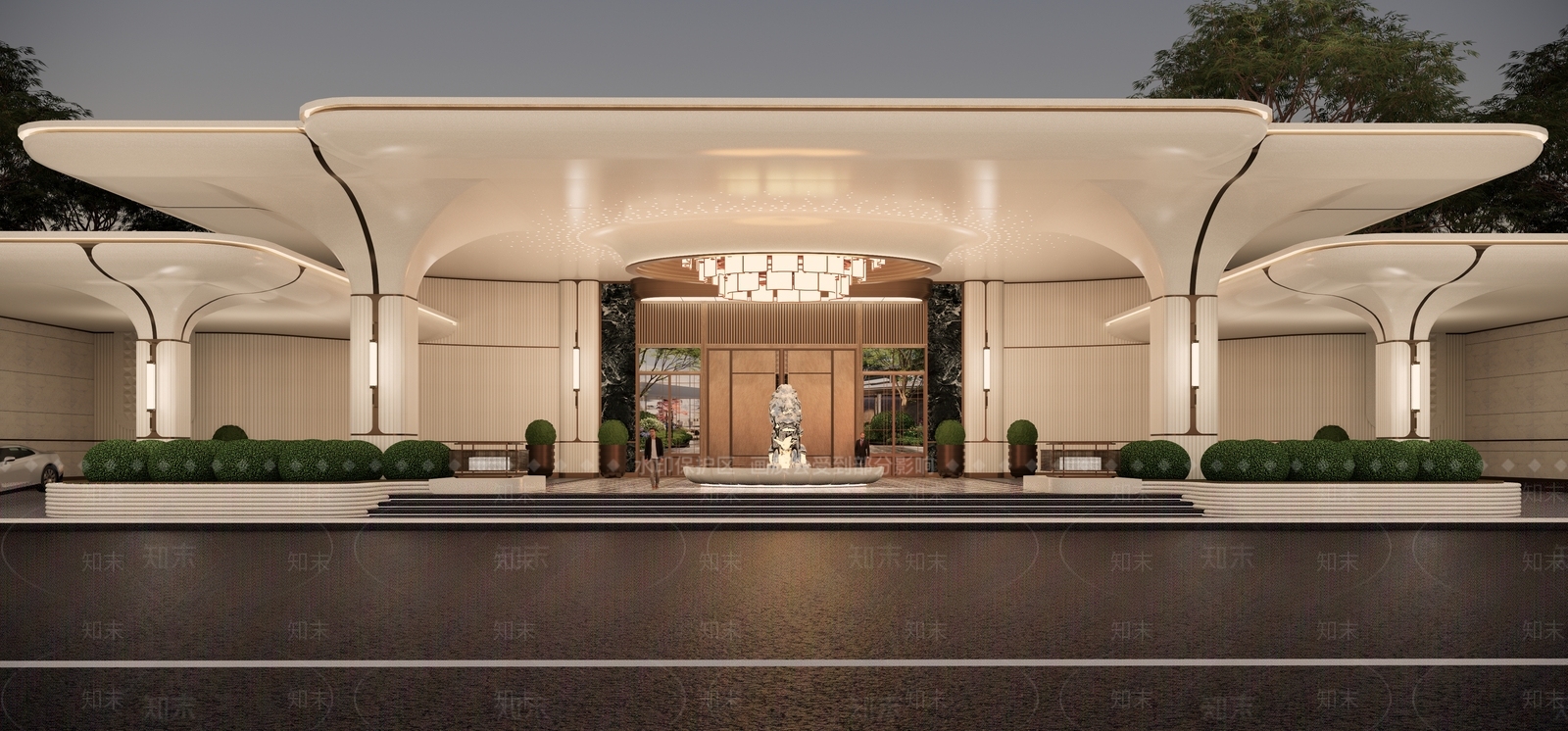 轻奢酒店入口SU模型下载【ID:1234772618】