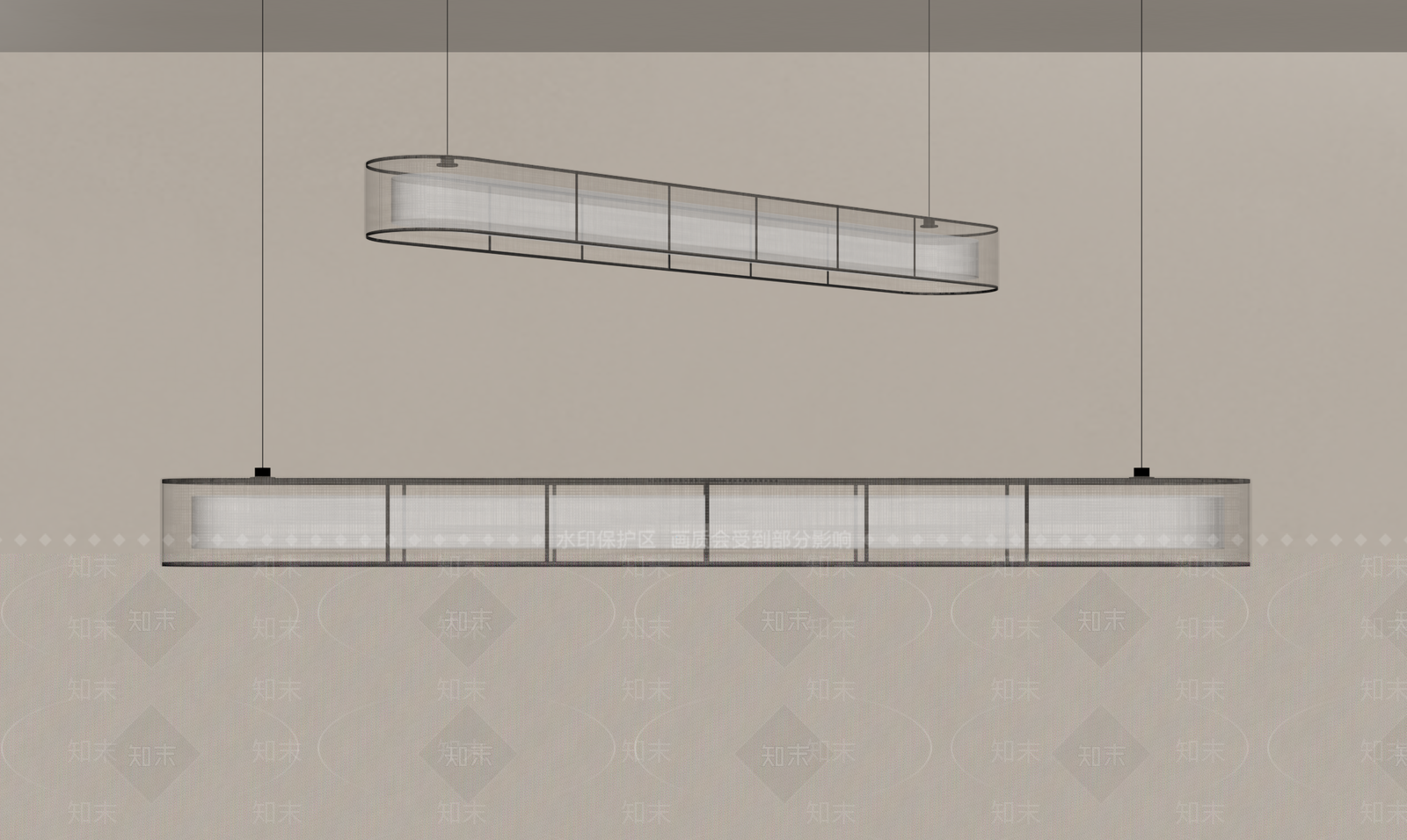 极简长条吊灯SU模型下载【ID:1234774915】