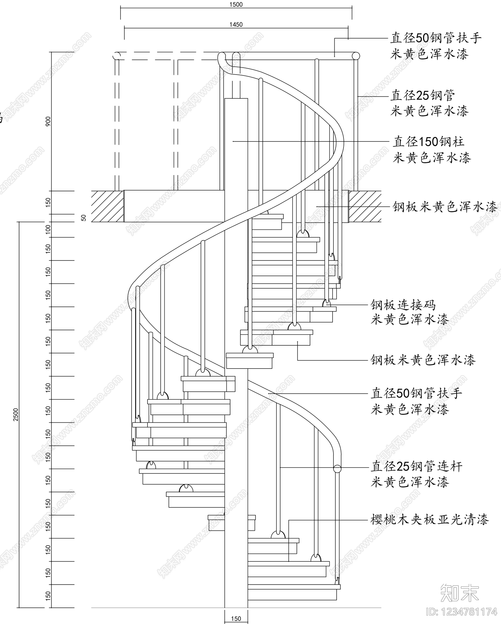 楼梯节点cad施工图下载【ID:1234781174】