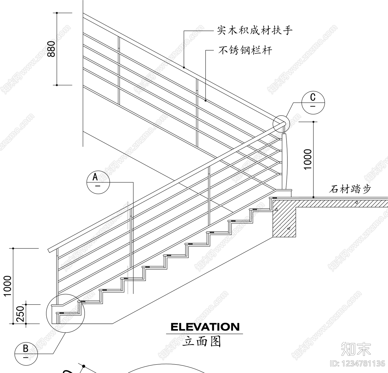 楼梯节点cad施工图下载【ID:1234781136】