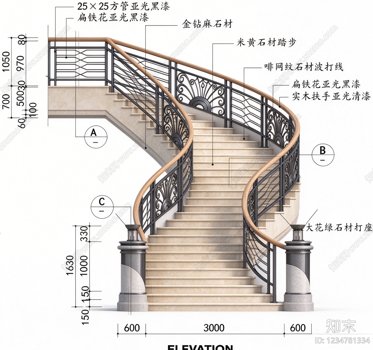 楼梯节点cad施工图下载【ID:1234781334】