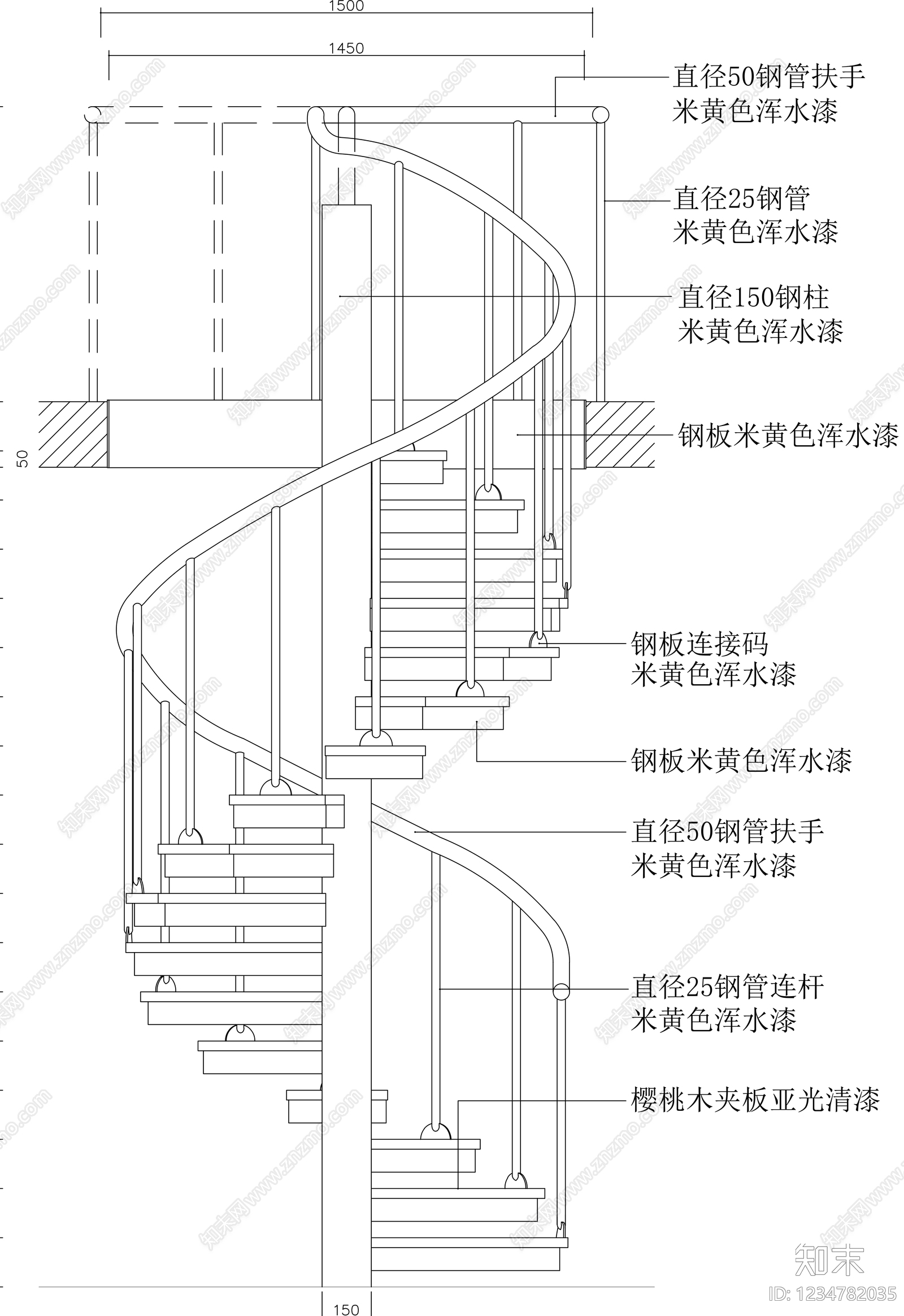 楼梯节点cad施工图下载【ID:1234782035】