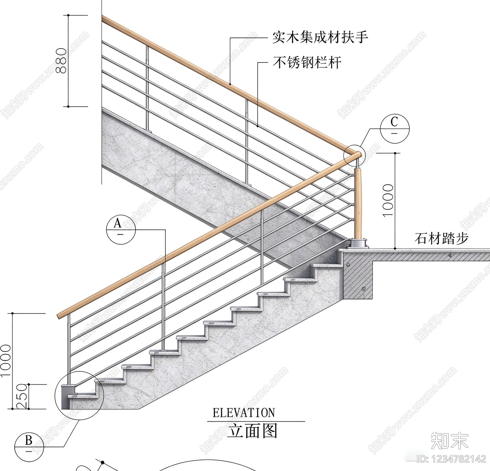 楼梯节点cad施工图下载【ID:1234782142】