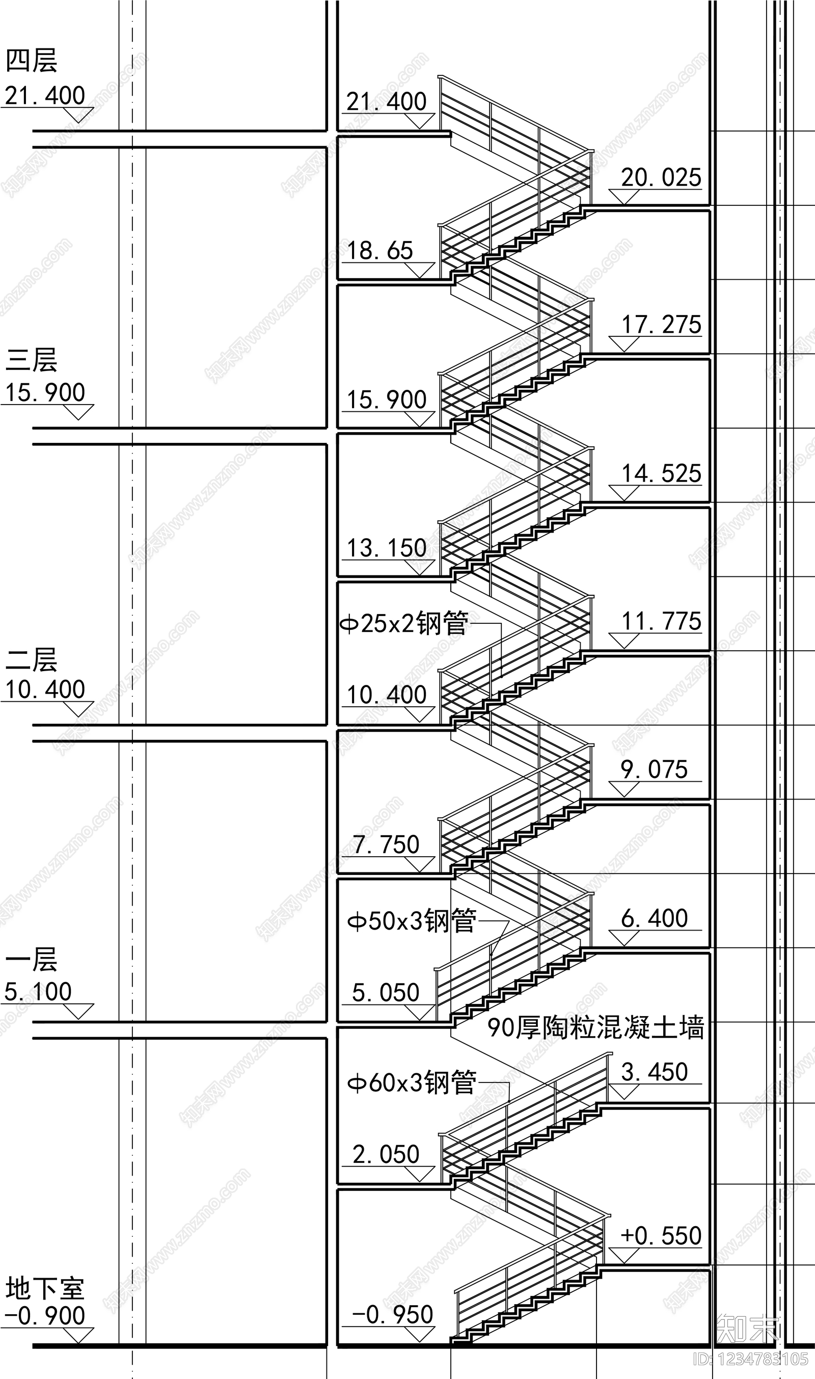 楼梯节点cad施工图下载【ID:1234783105】