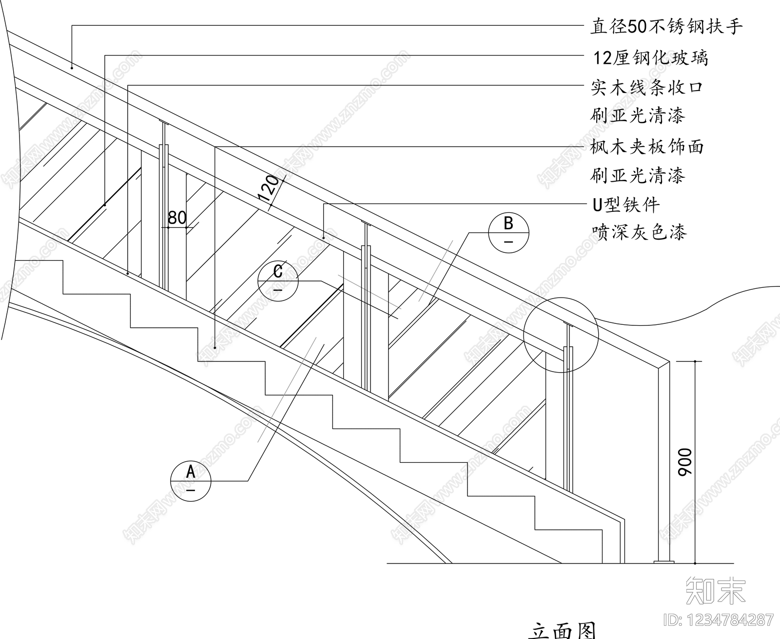 楼梯节点cad施工图下载【ID:1234784287】