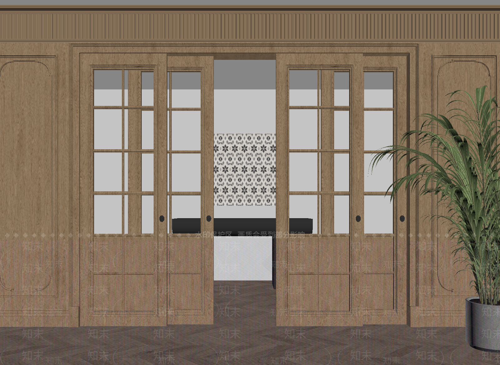 法式推拉门3D模型下载【ID:1234784470】