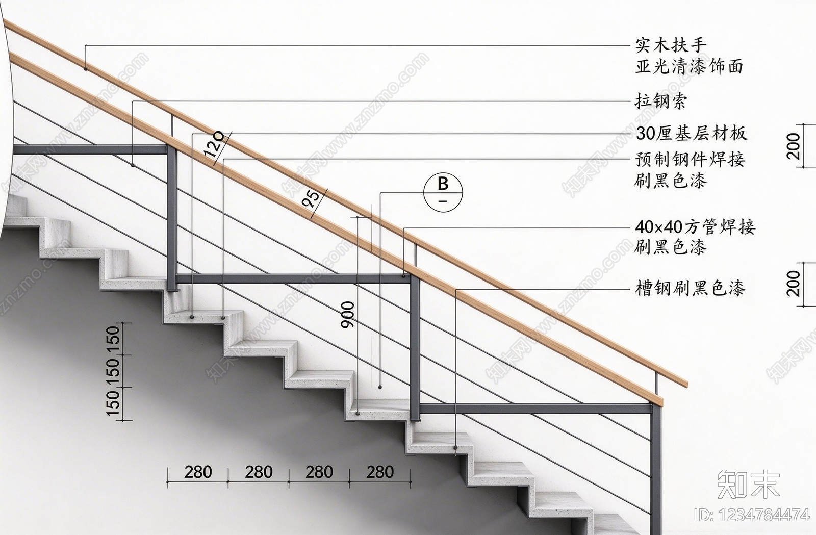 楼梯节点cad施工图下载【ID:1234784474】