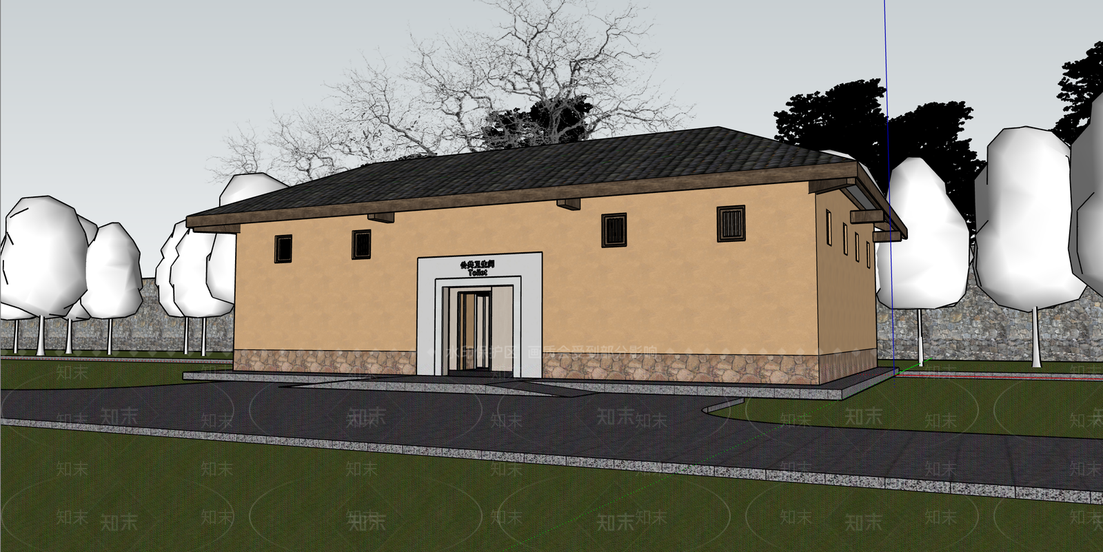 新中式公共卫生间SU模型下载【ID:1234790977】
