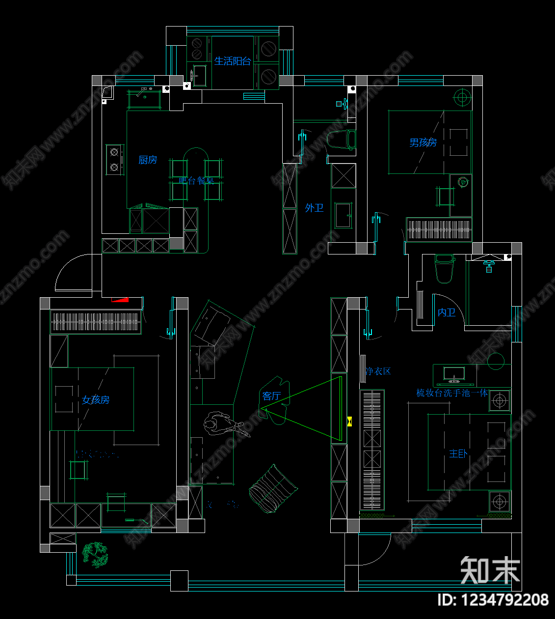 家装图库cad施工图下载【ID:1234792208】