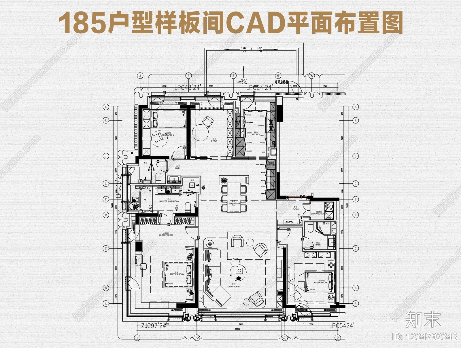 样板间cad施工图下载【ID:1234792345】