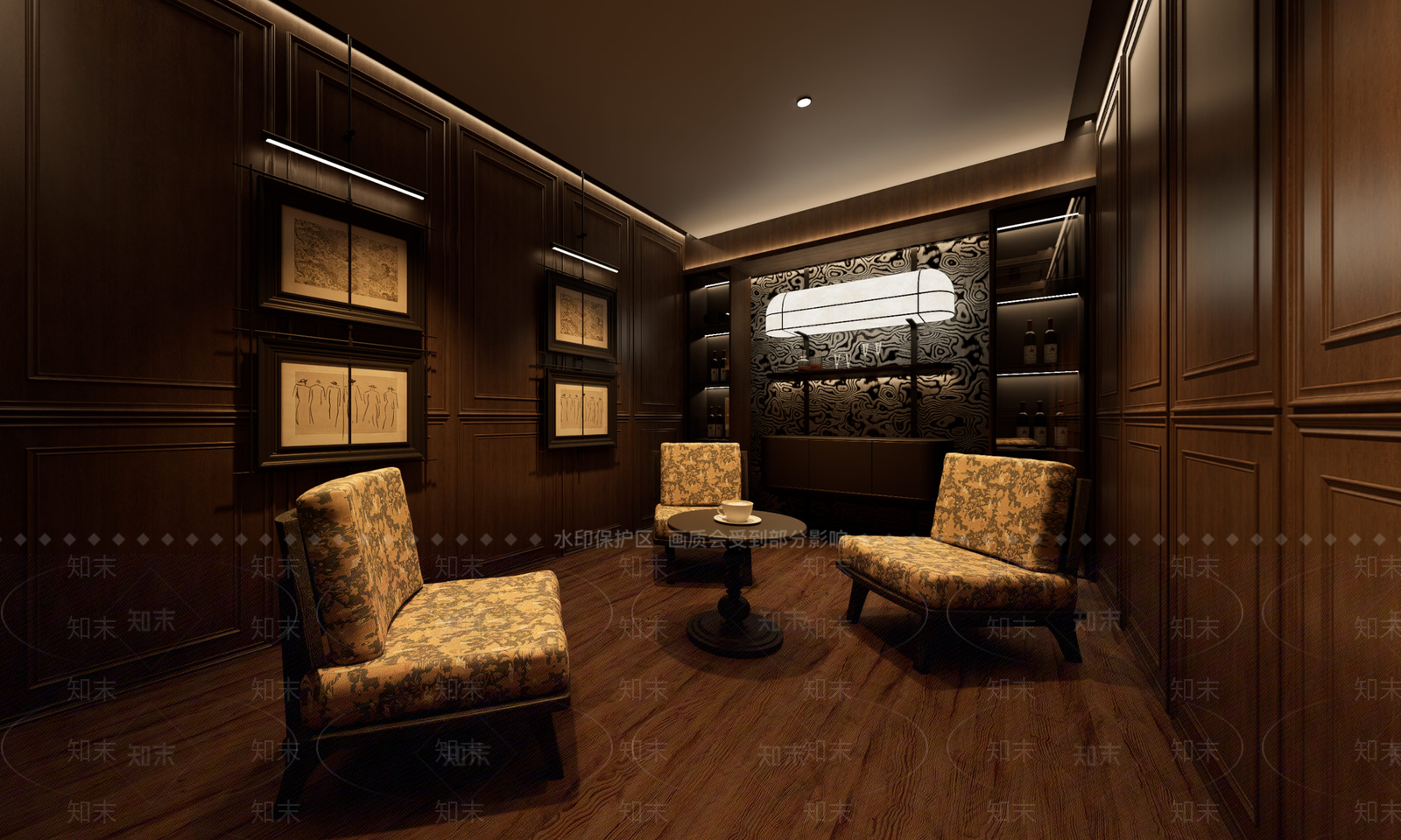 中古风其他酒店空间SU模型下载【ID:1234796746】