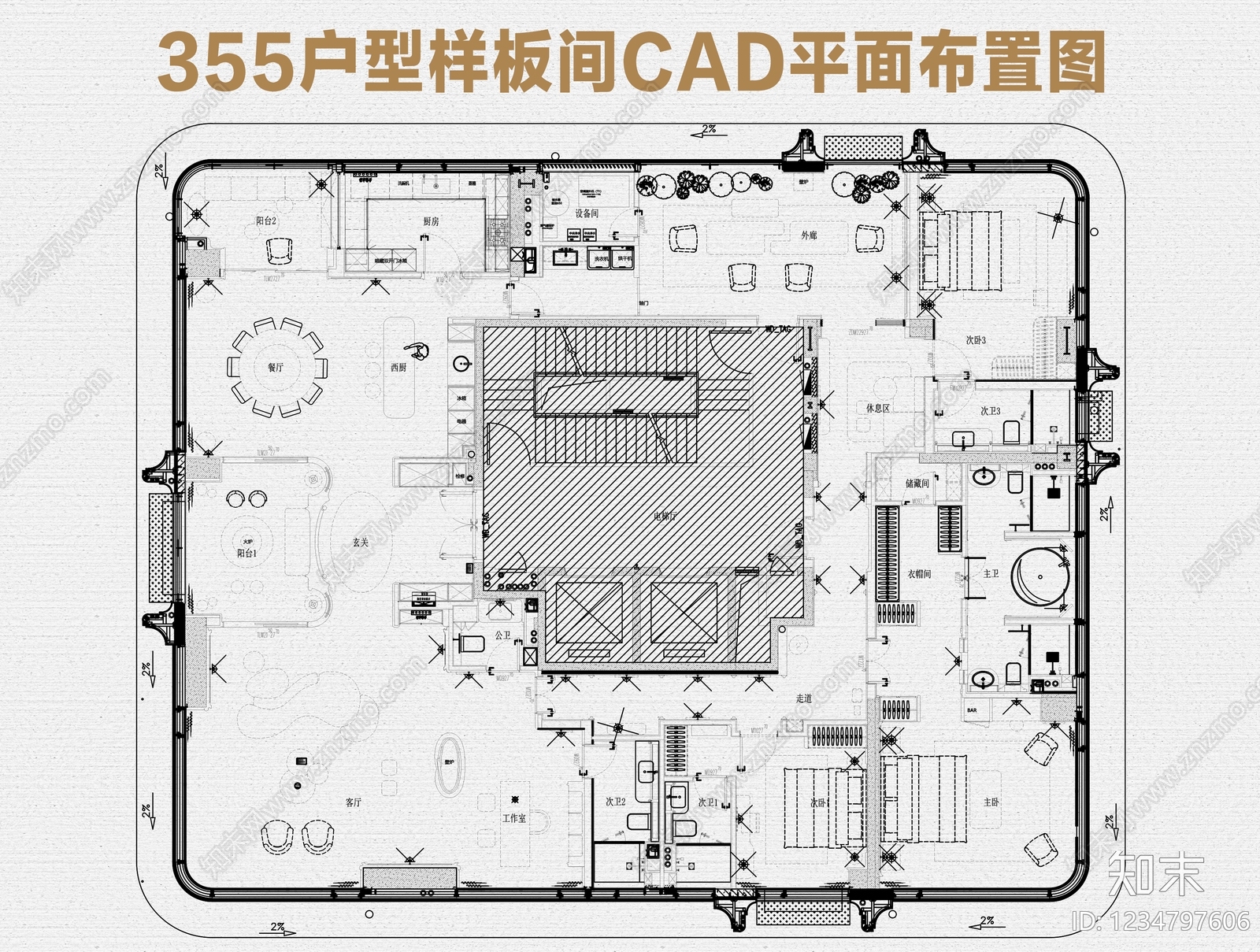 样板间cad施工图下载【ID:1234797606】