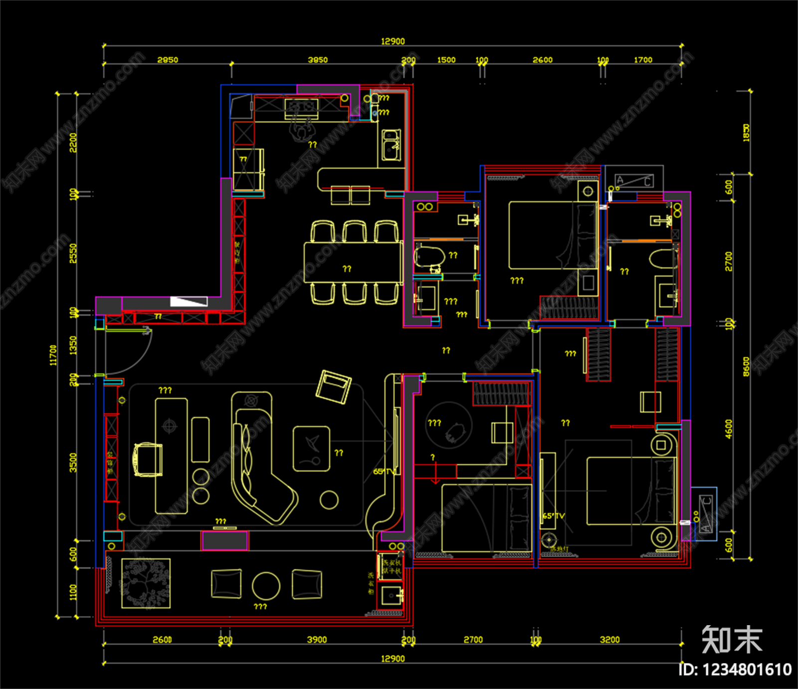 样板间cad施工图下载【ID:1234801610】