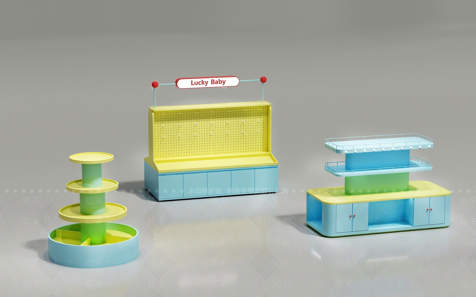 孟菲斯文创展台3D模型渲染效果图