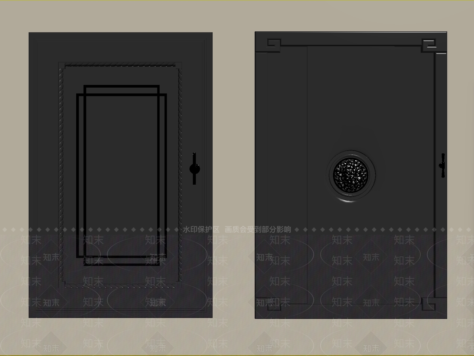 新中式柜门3D模型下载【ID:1234804502】