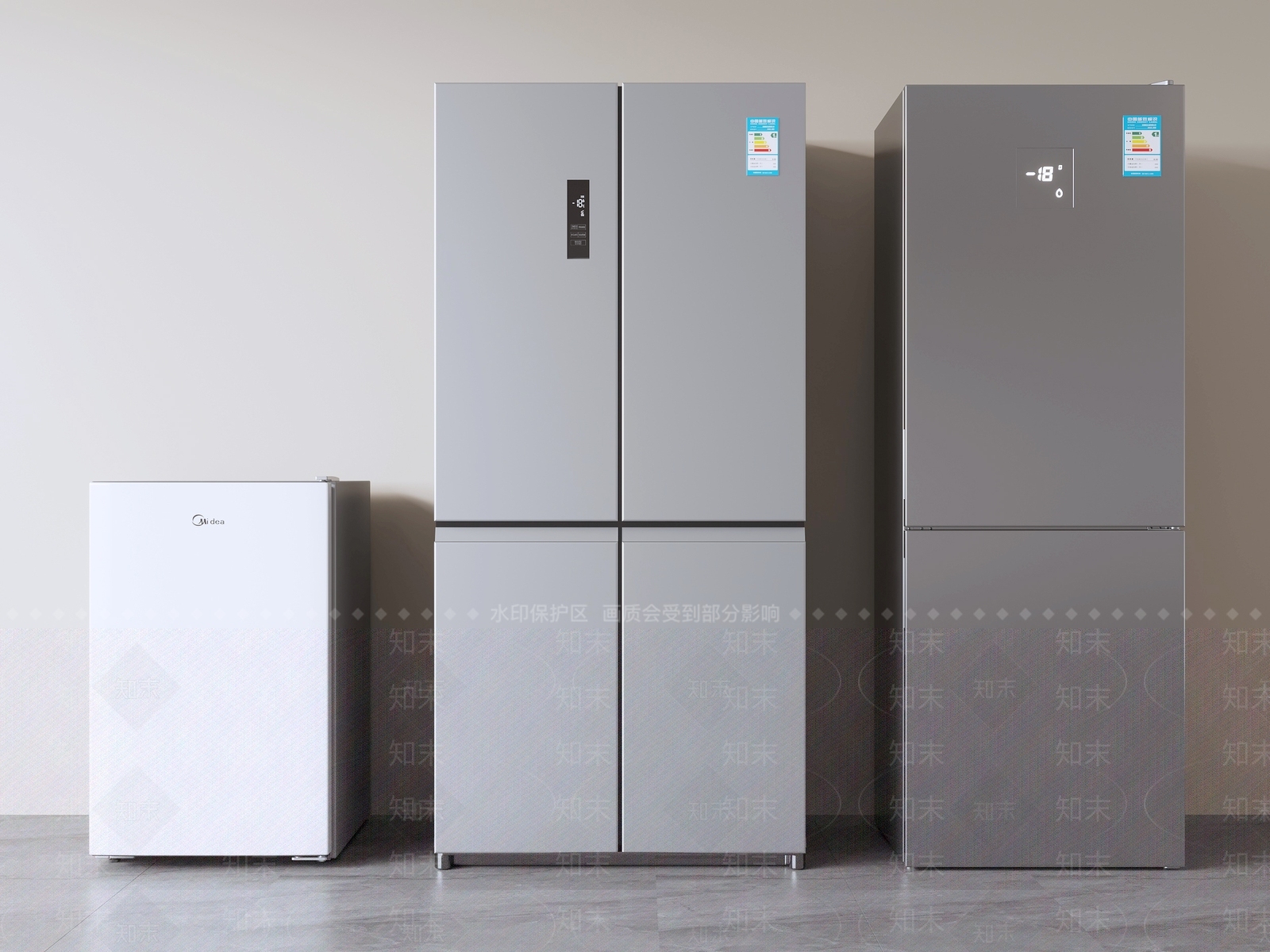 现代冰箱3D模型渲染效果图