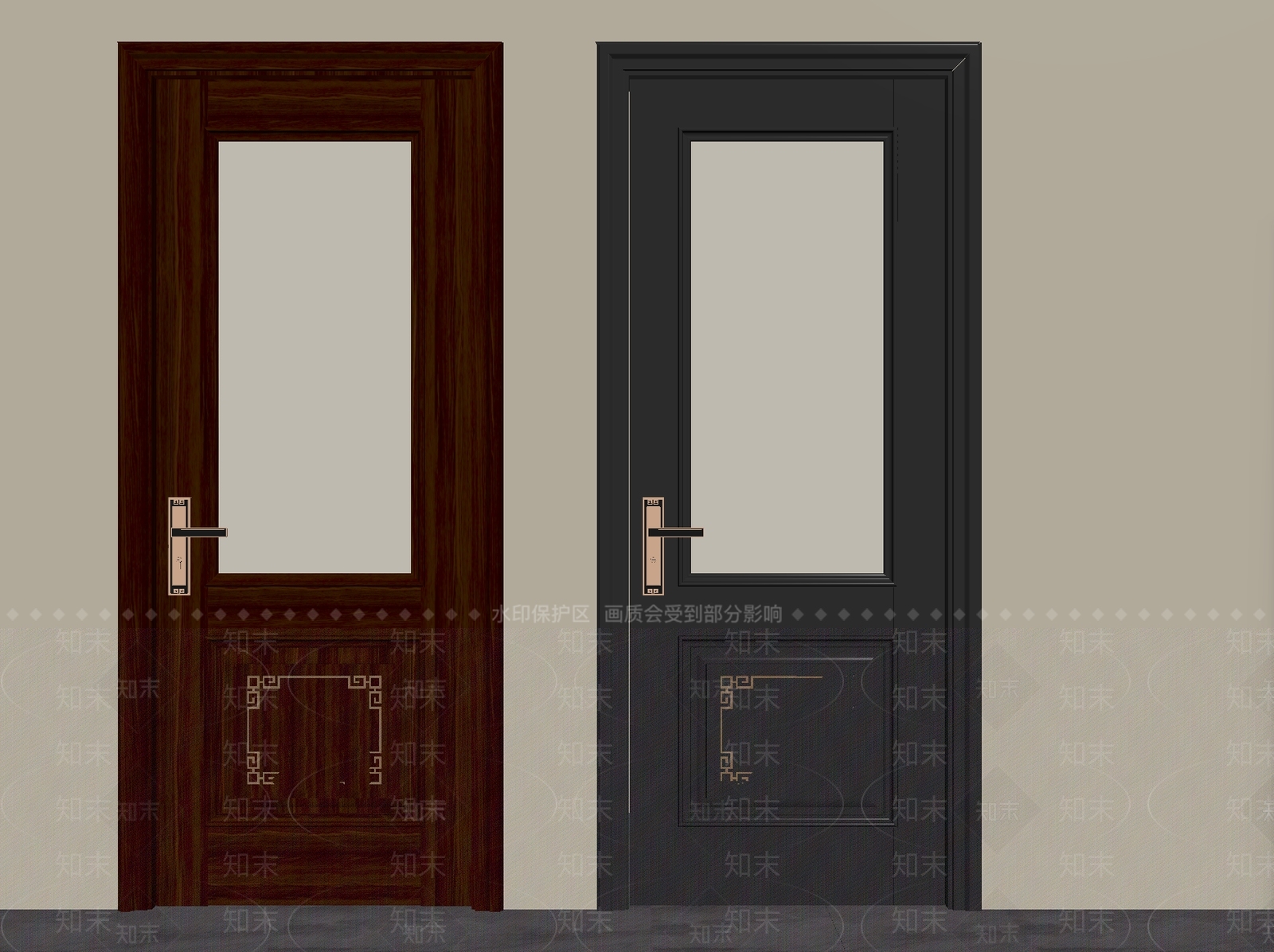 新中式单开门3D模型下载【ID:1234806631】