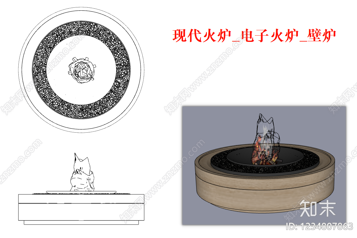 壁炉cad施工图下载【ID:1234807863】