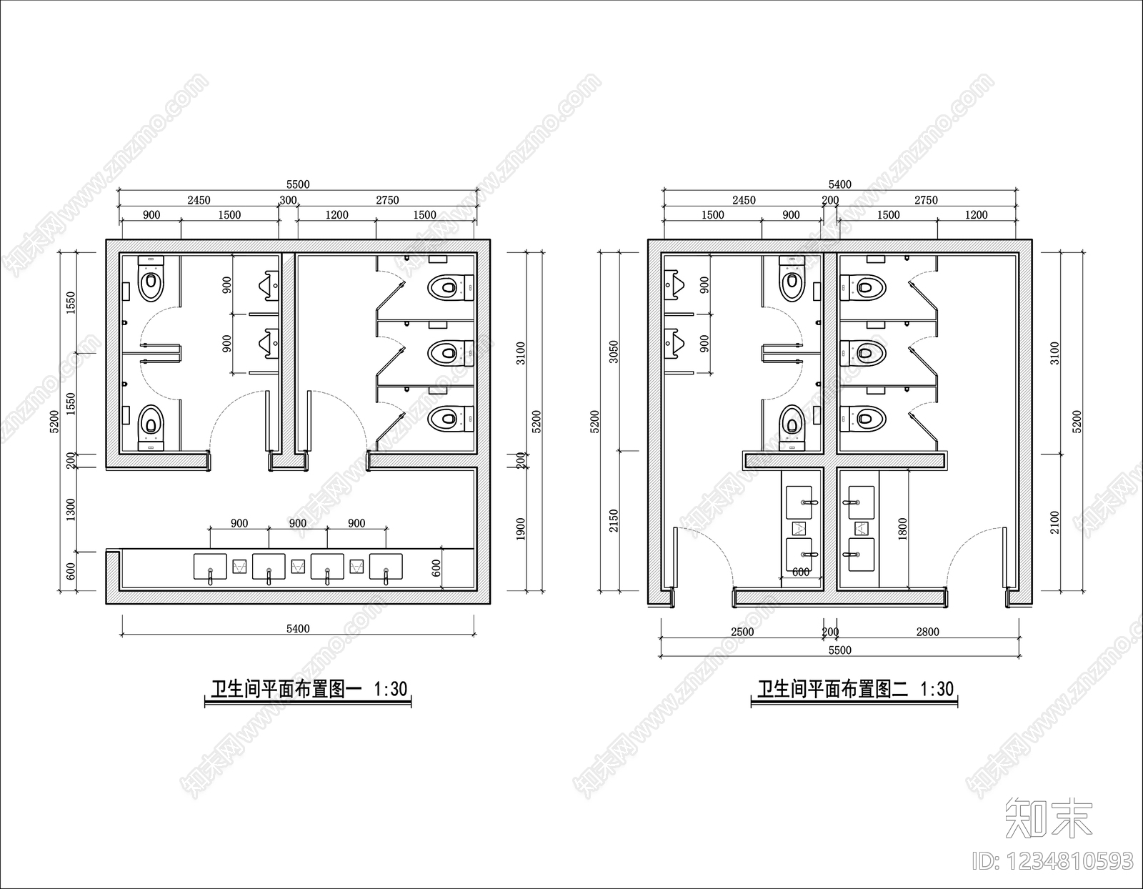 公共卫生间CAD图纸