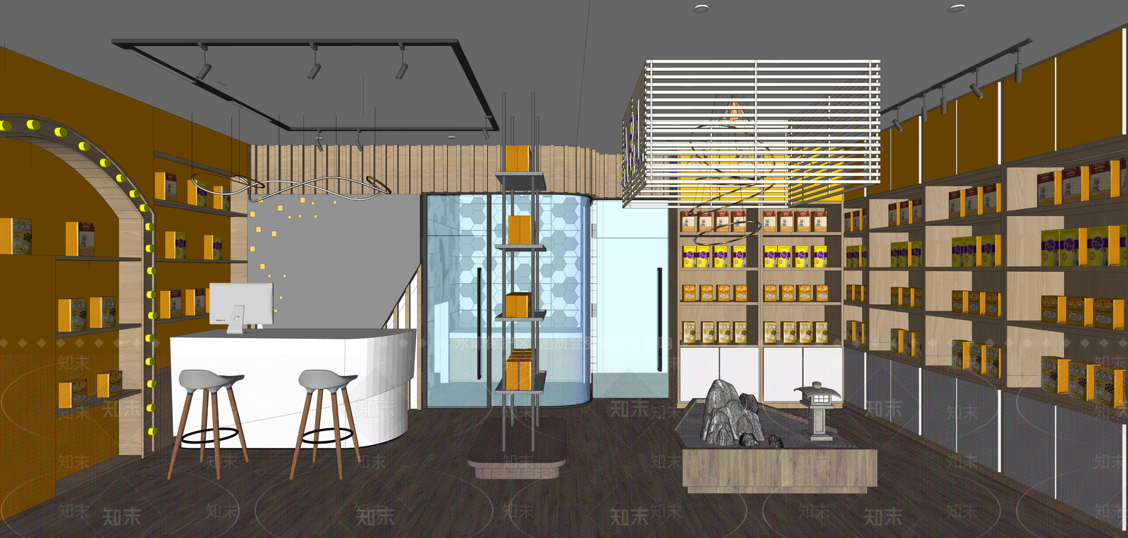新中式宠物店SU模型下载【ID:1234813749】