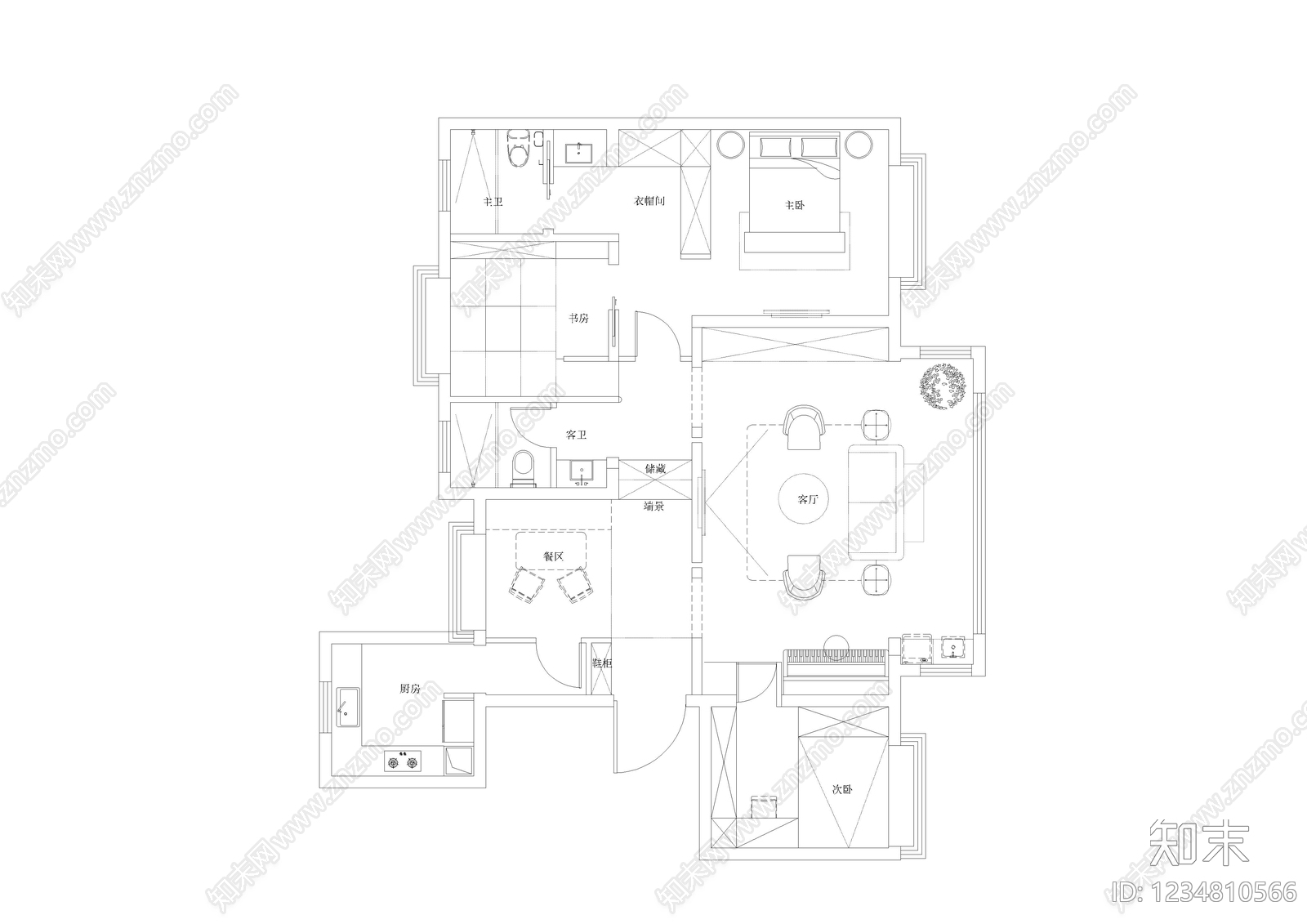 小户型平层CAD图纸