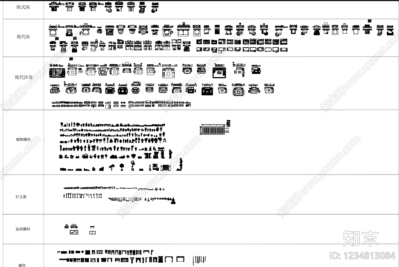 家具图库cad施工图下载【ID:1234813084】