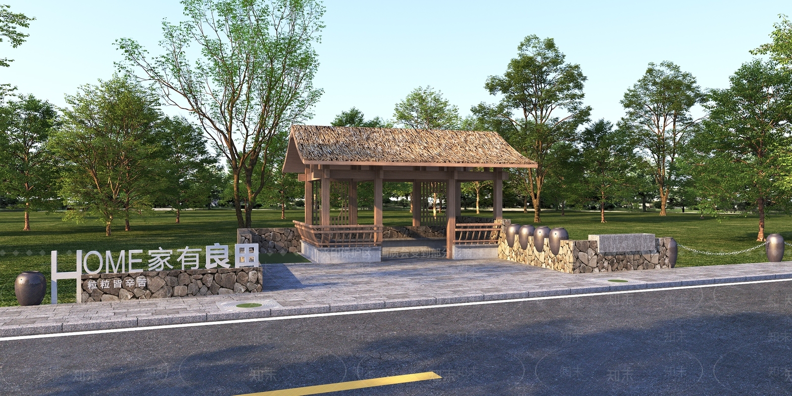 新中式景观乡村景观3D模型下载【ID:1234813203】