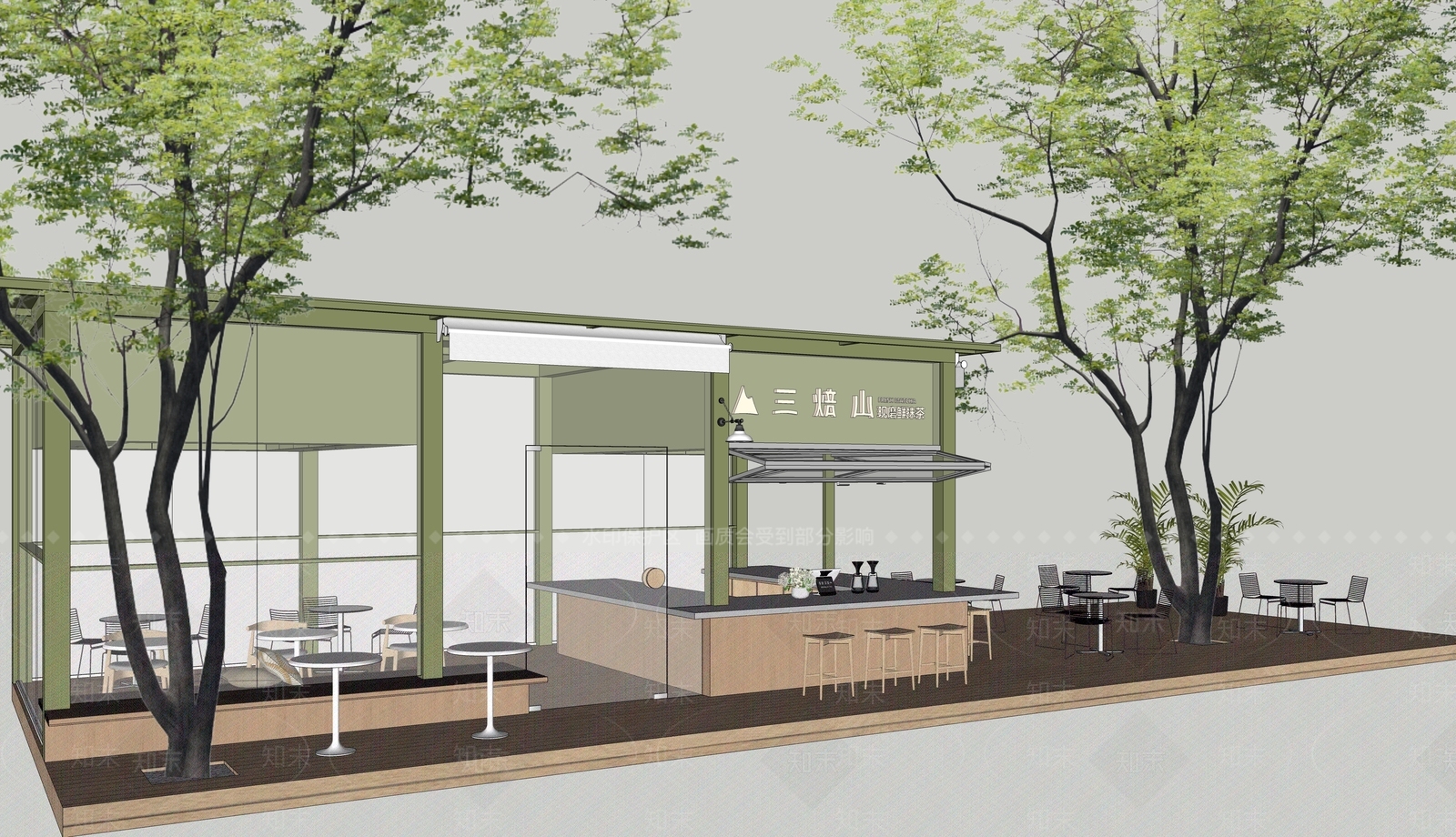 现代简约奶茶店SU模型下载【ID:1234813544】