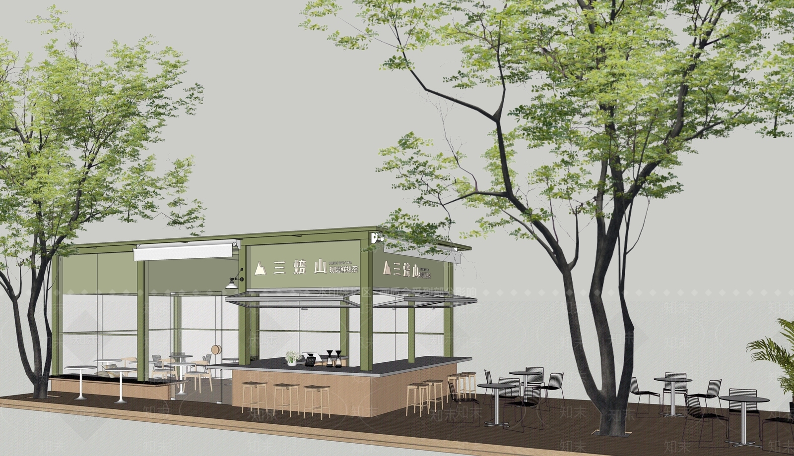 现代简约奶茶店SU模型下载【ID:1234813544】
