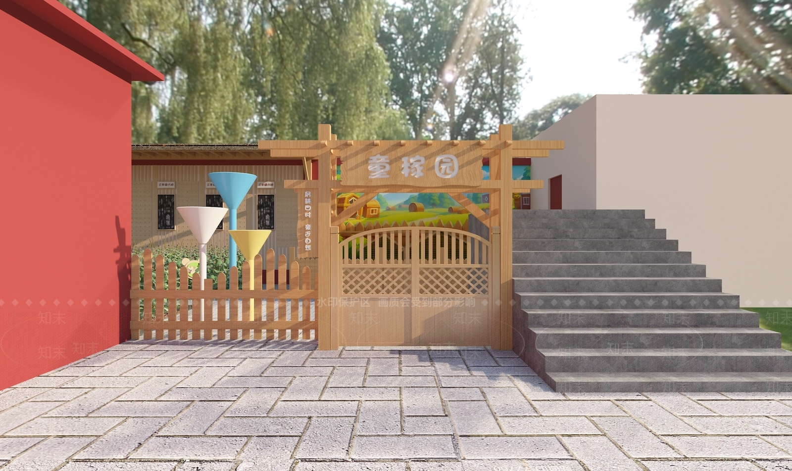 原木风教育校园景观3D模型下载【ID:1234819712】