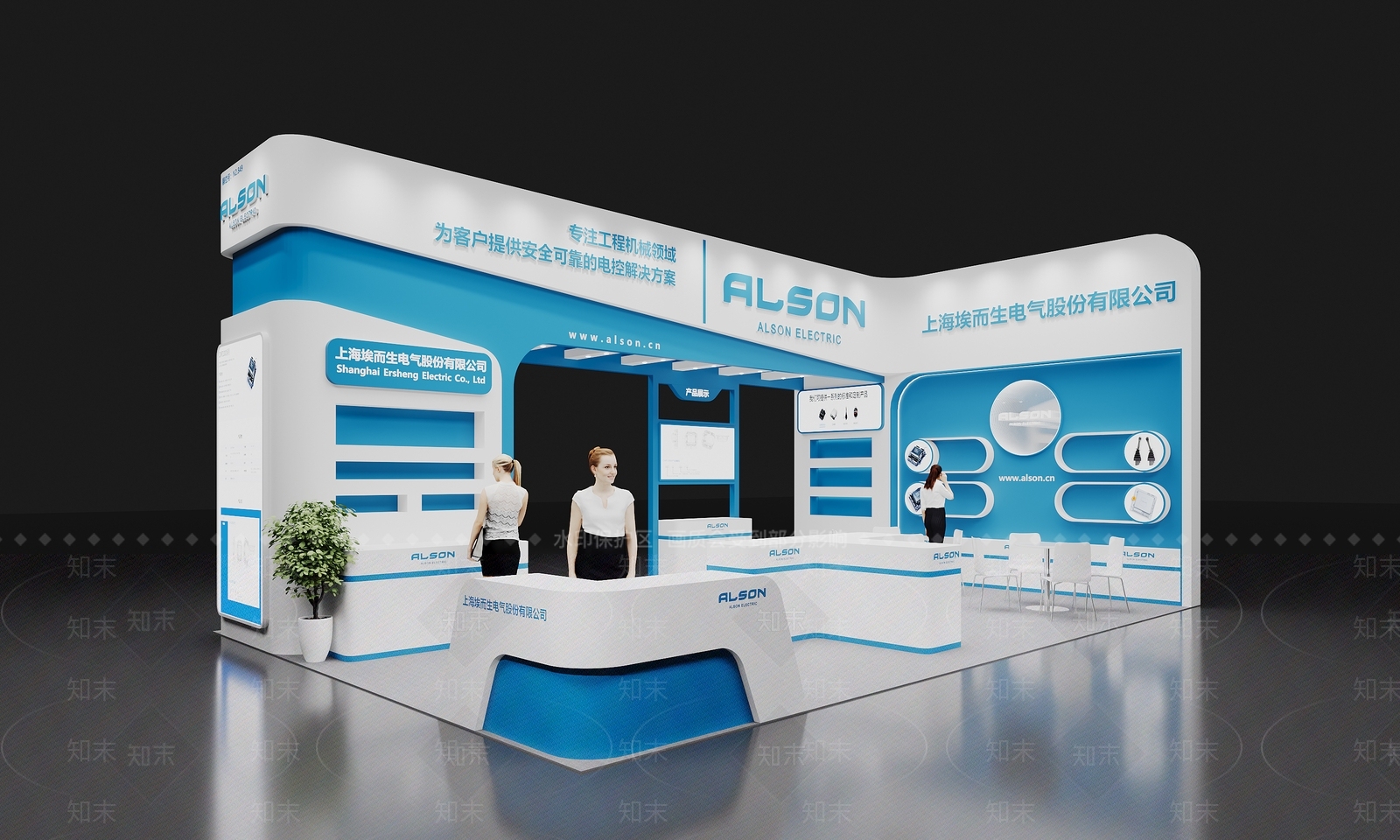 现代简约电子产品展台3D模型渲染效果图
