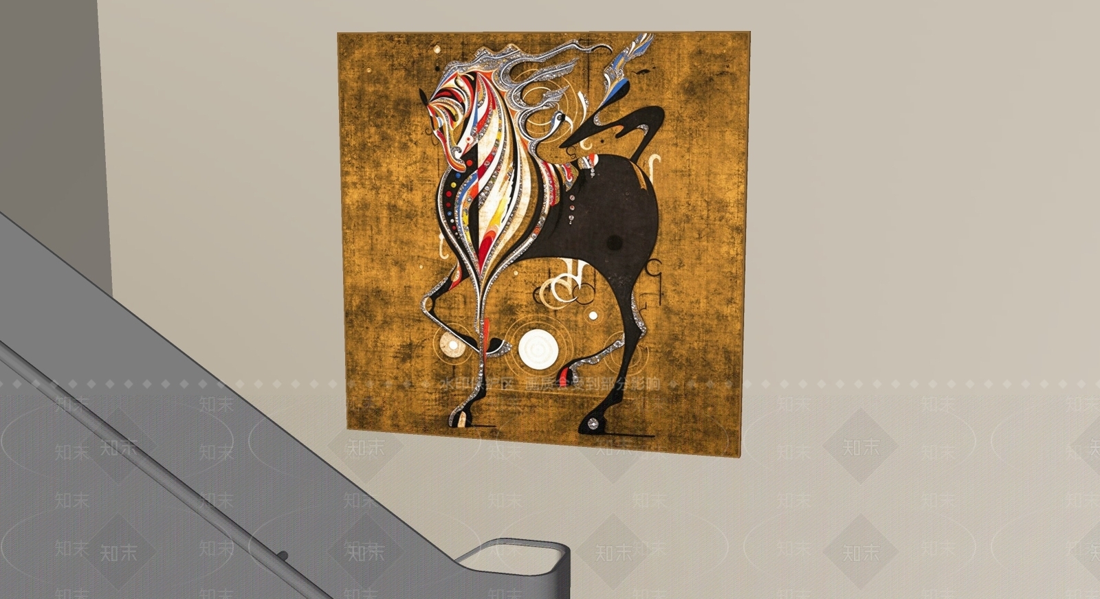 轻奢抽象画SU模型下载【ID:1234828386】