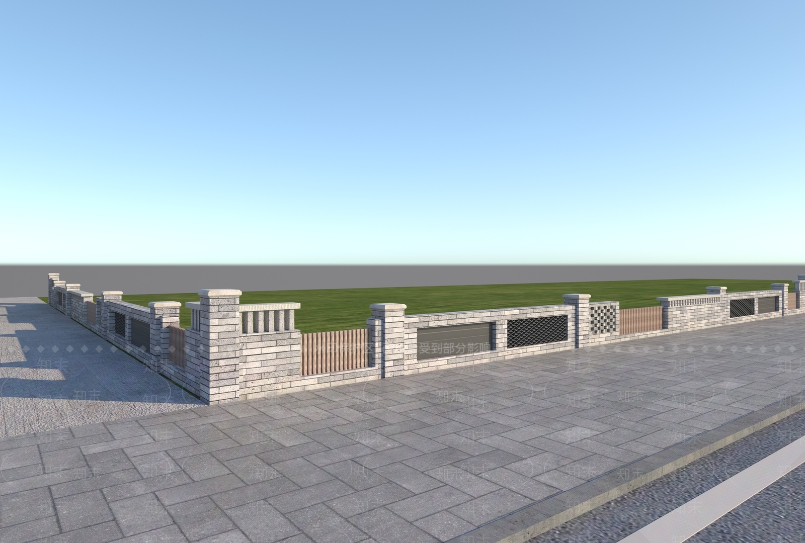 现代主义景观围栏3D模型下载【ID:1234829412】