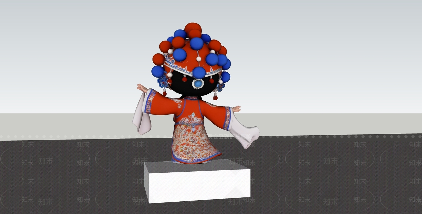 中式雕塑摆件SU模型下载【ID:1234835220】