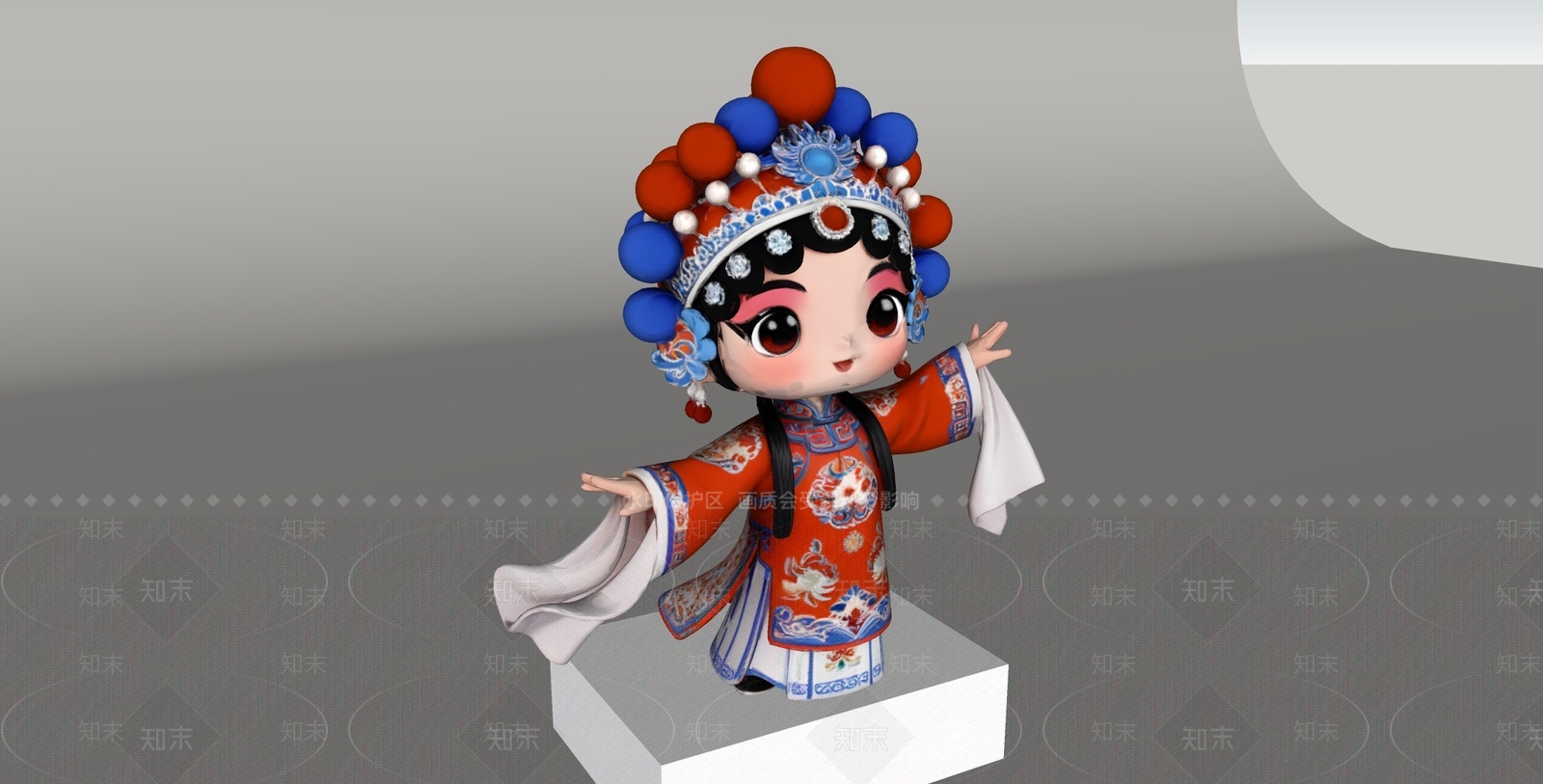 中式雕塑摆件SU模型下载【ID:1234835220】