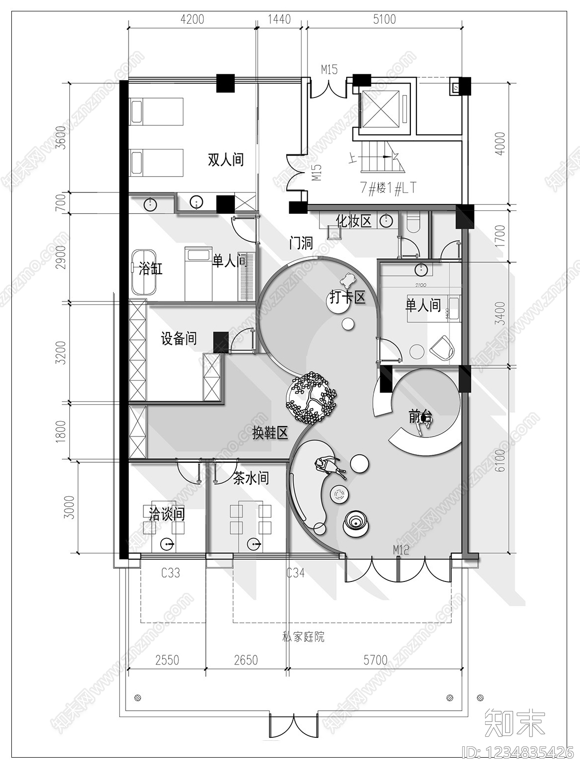美容院cad施工图下载【ID:1234835426】