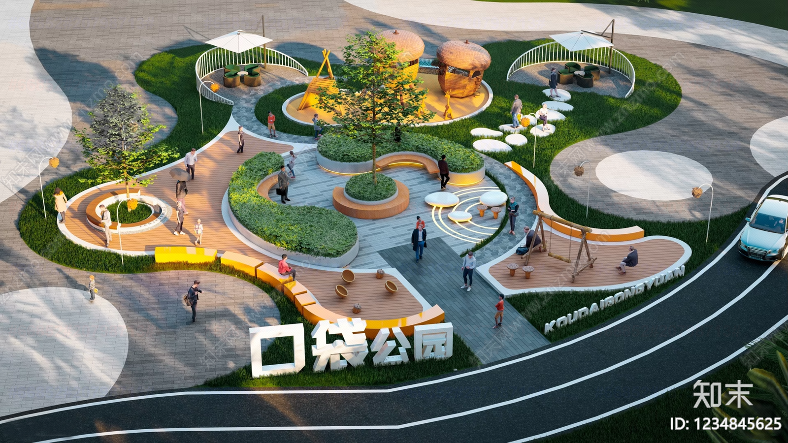 口袋公园cad施工图下载【ID:1234845625】