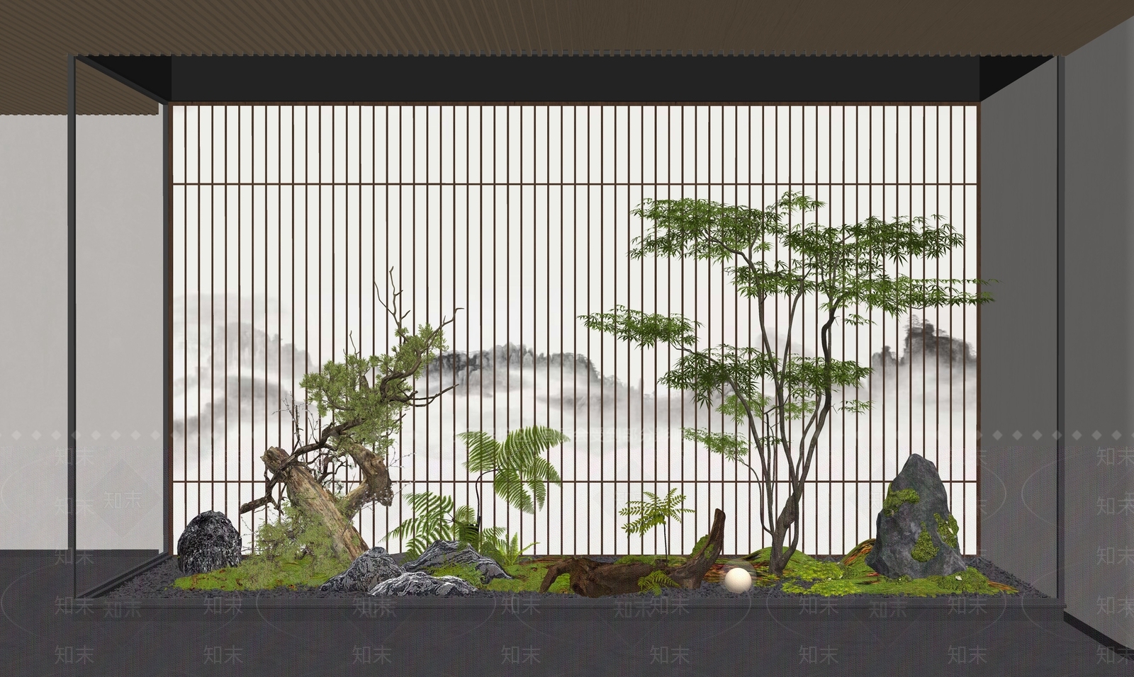 新中式室内景观3D模型下载【ID:1234848748】