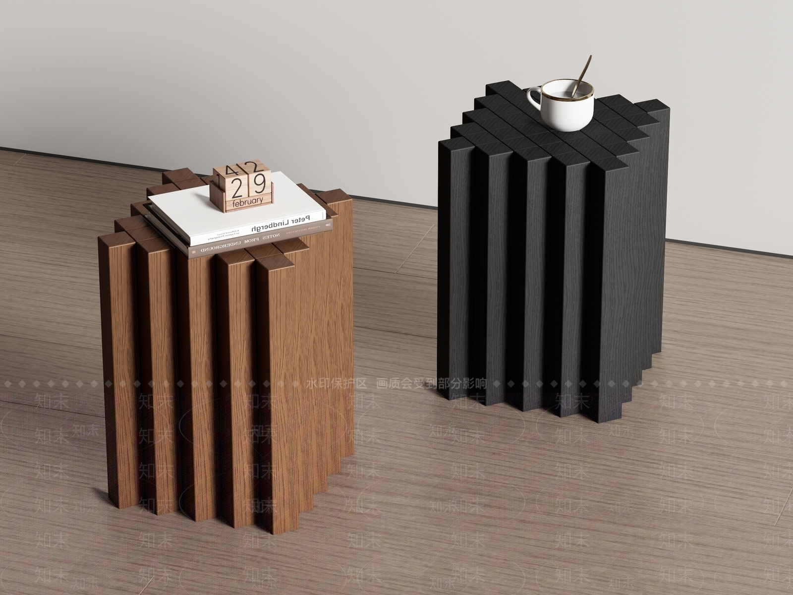 现代简约边几3D模型渲染效果图