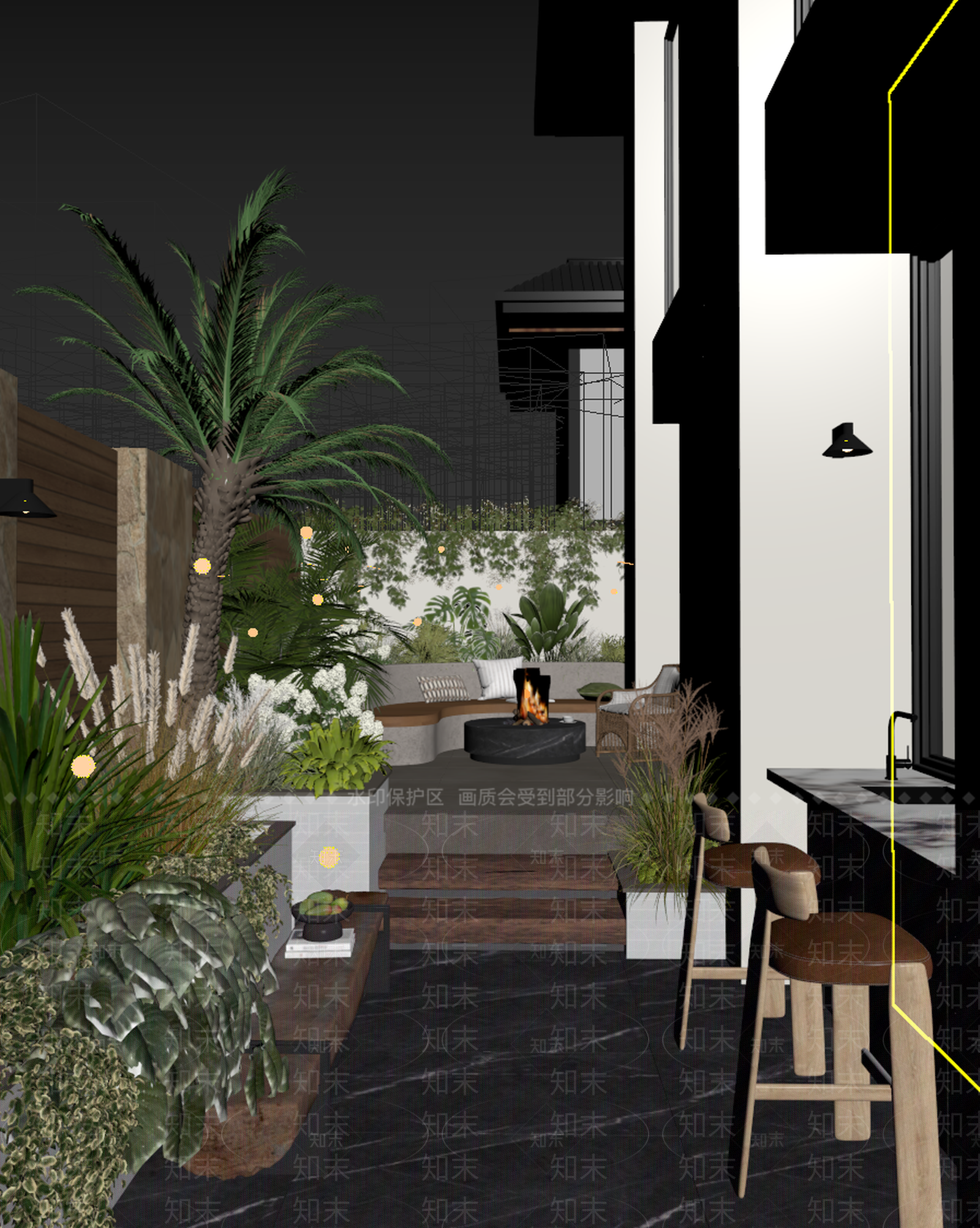 现代庭院3D模型下载【ID:1234851527】